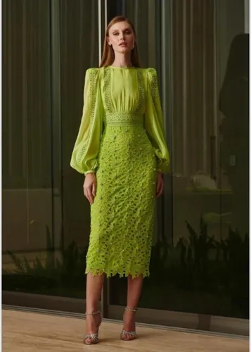 Vestido Midi  GUIPURE TELA FLOR