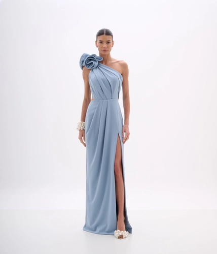 Vestido Longo Ombro Só Detalhe Flor