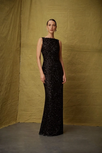 VESTIDO PAETE DECOTE ALTO FATIMA SCOFIELD